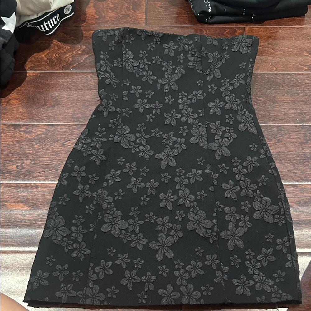 Princess Polly Black Strapless Floral Dress